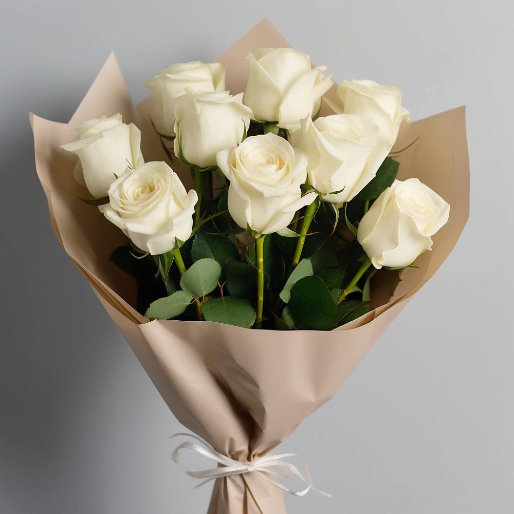 Букет 9 Белых роз Эдлесс Лав в Поселок дома отдыха Озера