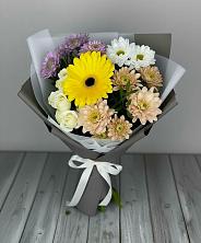 Букет цветов из:  Розы, Герберы и Хризантемы в Поселок дома отдыха Озера