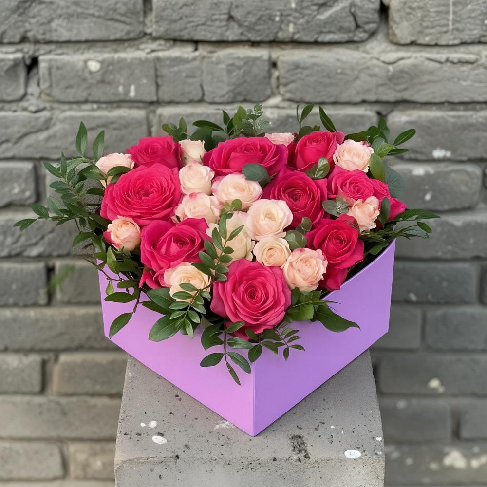 Цветочная композиция из Розы в коробке в Поселок дома отдыха Озера