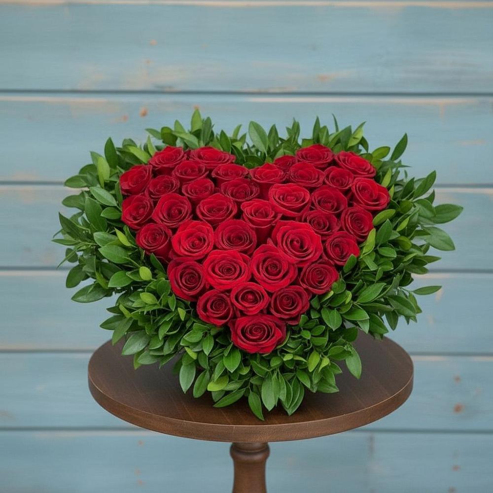 Цветочная композиция из Розы в виде сердца в Поселок дома отдыха Озера