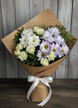 Букет цветов из:  Хризантемы и Розы в Поселок дома отдыха Озера