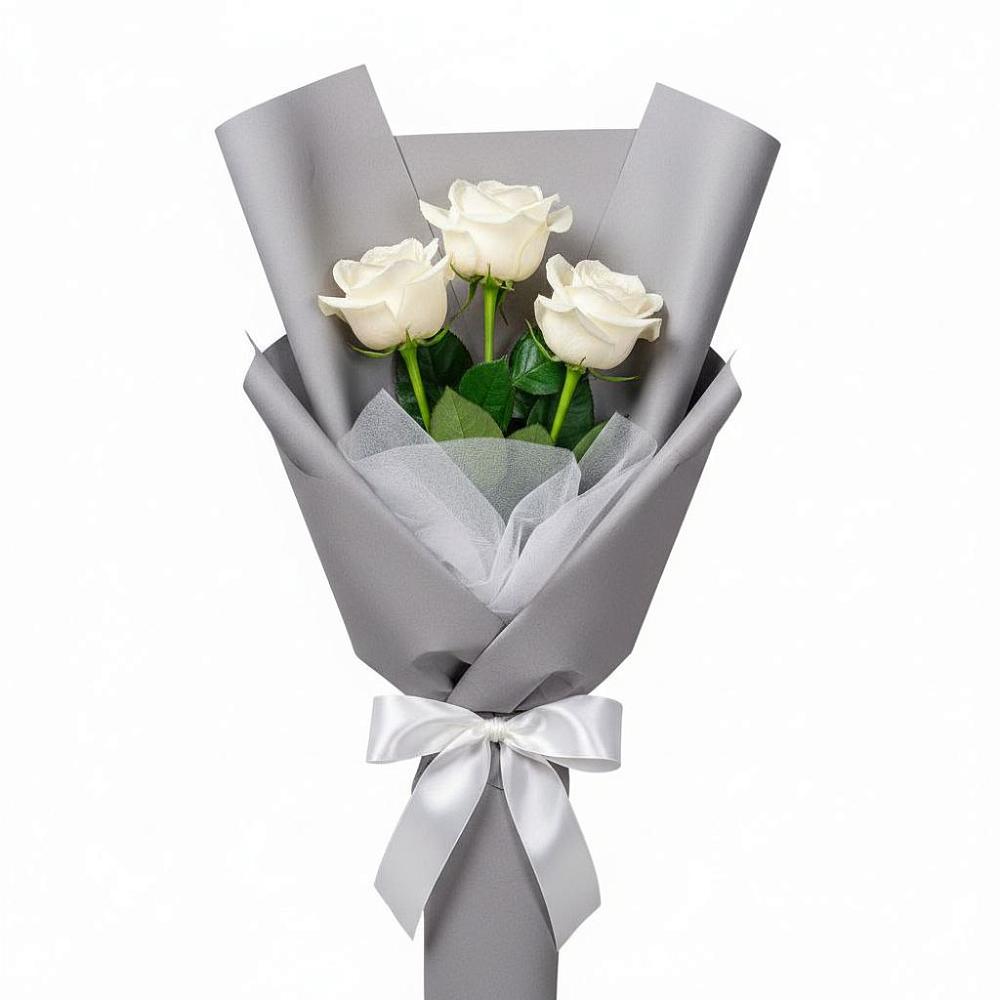Букет 3 белые розы в Поселок дома отдыха Озера