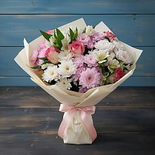 Букет цветов из:  Хризантемы, Альстромерии и Розы в Поселок дома отдыха Озера