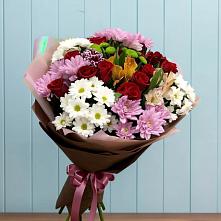 Букет цветов из:  Розы, Хризантемы и Альстромерии в Поселок дома отдыха Озера