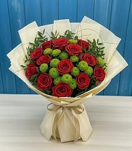 Букет цветов из:  Розы и Хризантемы в Поселок дома отдыха Озера