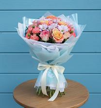 Букет цветов из:  Хризантемы и Розы в Поселок дома отдыха Озера